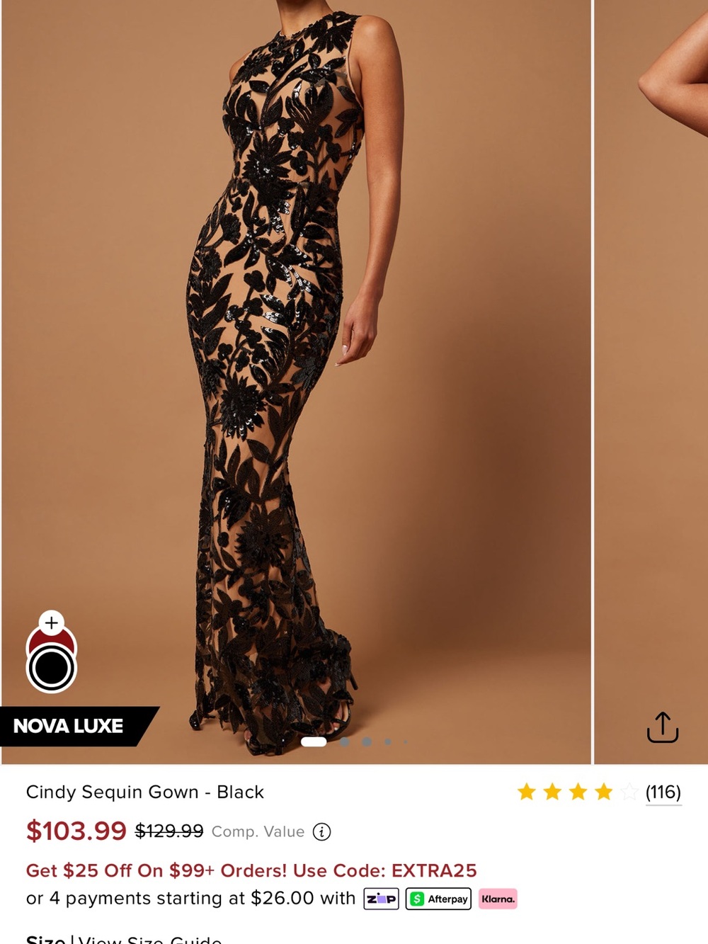Fashion Nova Black Sequin Floral Maxi Gown